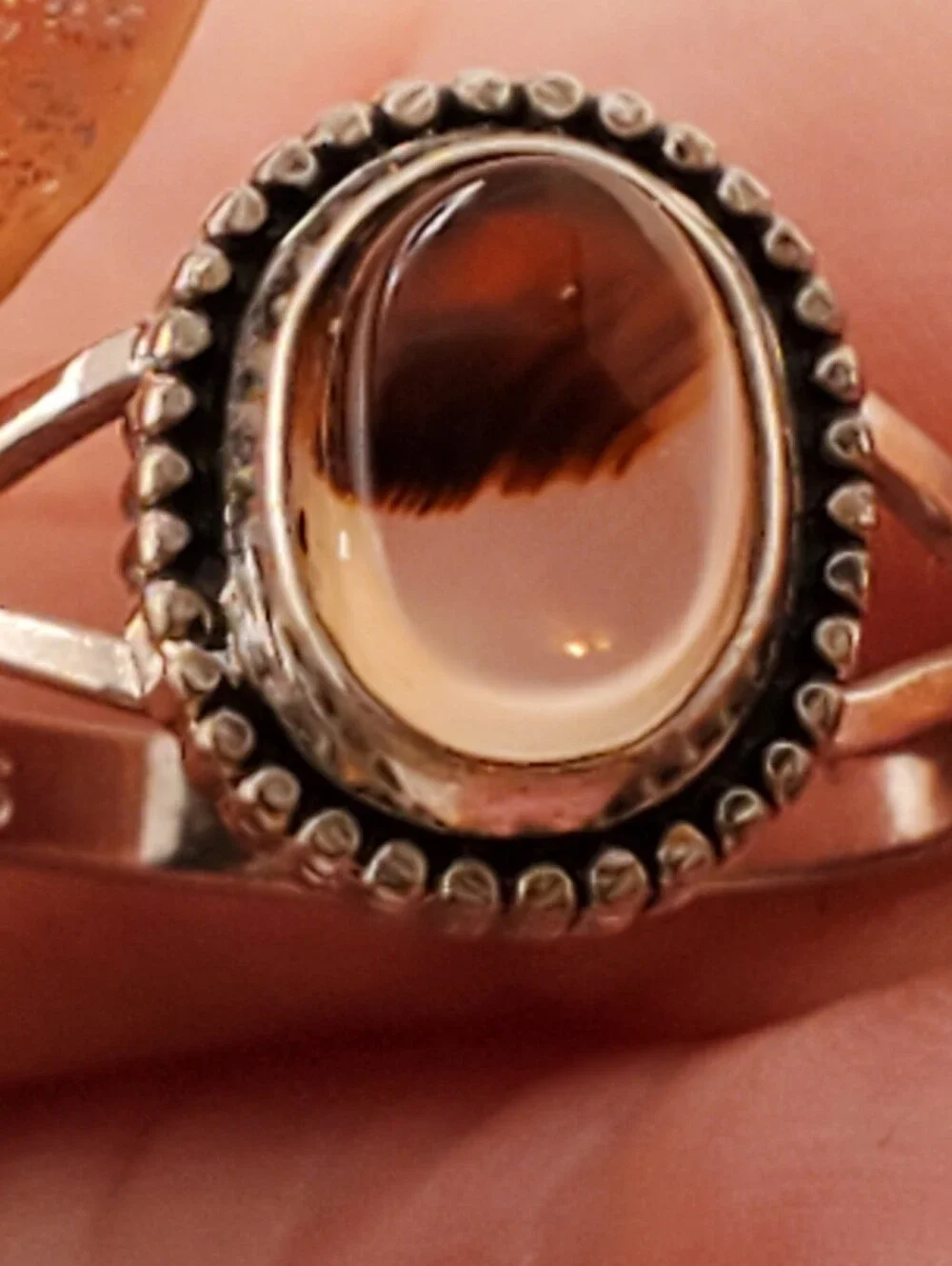 Sterling Agate Stone Ring 6.5